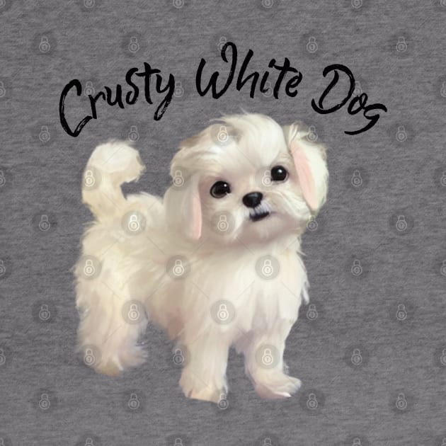 Just A Cute Little Crusty White Dog with Fluffy Curly Hair by Mochabonk